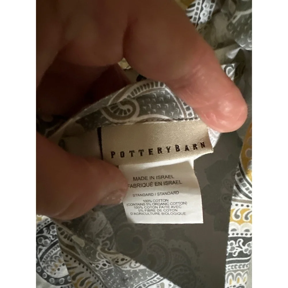 Pottery Barn Paisley Medallion Standard Pillowcase Set‎ 2 Grey Yellow Cotton